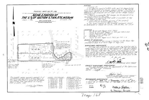 Click to see Parcel Map Book 13, pg. 168 (1978) of Nevada County Recorders Parcel Maps Book 13