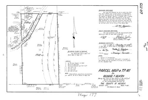 Click to see Parcel Map Book 13, pg. 177 (1978) of Nevada County Recorders Parcel Maps Book 13