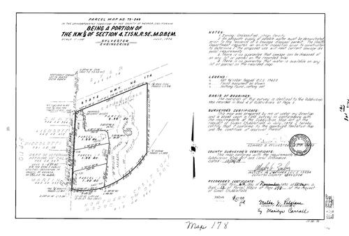 Click to see Parcel Map Book 13, pg. 178 (1978) of Nevada County Recorders Parcel Maps Book 13