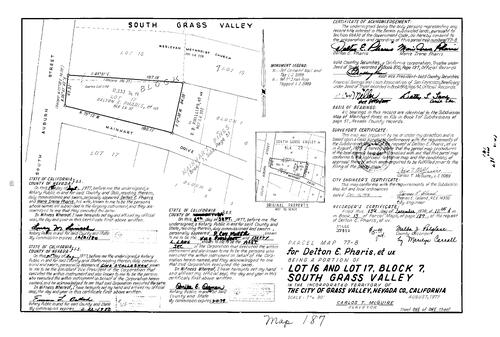 Click to see Parcel Map Book 13, pg. 187 (1978) of Nevada County Recorders Parcel Maps Book 13