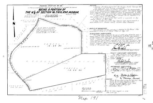 Click to see Parcel Map Book 13, pg. 191 (1978) of Nevada County Recorders Parcel Maps Book 13
