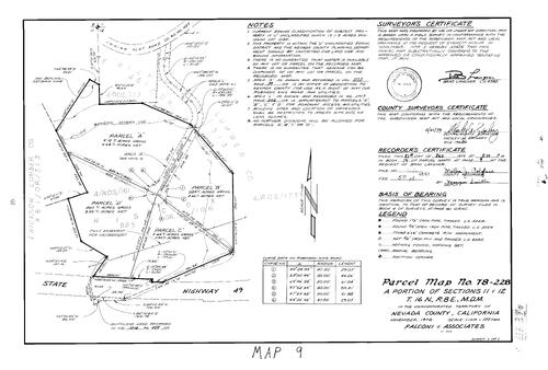 Click to see Parcel Map Book 14, pg. 9 (1979) of Nevada County Recorders Parcel Maps Book 14