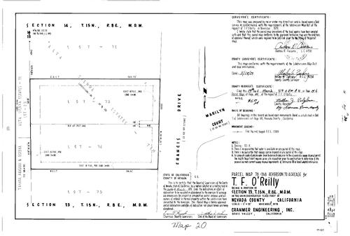 Click to see Parcel Map Book 14, pg. 20 (1979) of Nevada County Recorders Parcel Maps Book 14