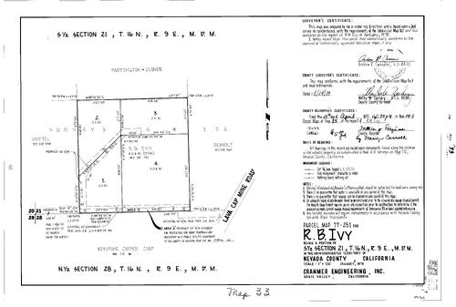 Click to see Parcel Map Book 14, pg. 33 (1979) of Nevada County Recorders Parcel Maps Book 14