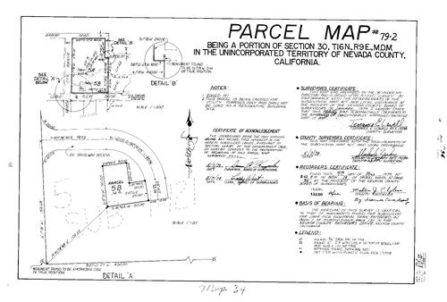 Click to see Parcel Map Book 14, pg. 34 (1979) of Nevada County Recorders Parcel Maps Book 14