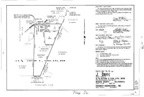 Click to see Parcel Map Book 14, pg. 36 (1979) of Nevada County Recorders Parcel Maps Book 14