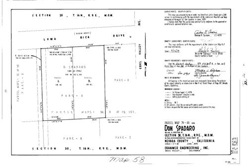 Click to see Parcel Map Book 14, pg. 58 (1979) of Nevada County Recorders Parcel Maps Book 14