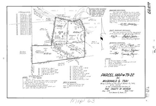 Click to see Parcel Map Book 14, pg. 63 (1979) of Nevada County Recorders Parcel Maps Book 14