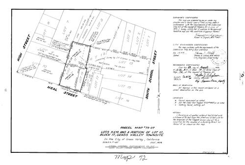 Click to see Parcel Map Book 14, pg. 72 (1979) of Nevada County Recorders Parcel Maps Book 14