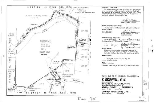 Click to see Parcel Map Book 14, pg. 75 (1979) of Nevada County Recorders Parcel Maps Book 14