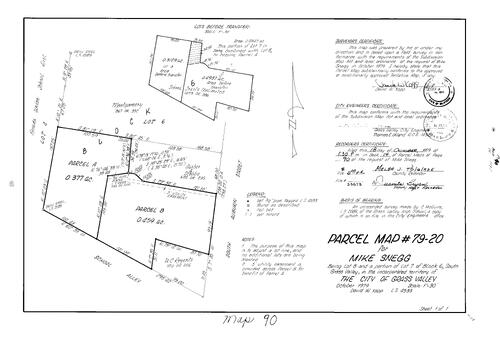Click to see Parcel Map Book 14, pg. 90 (1979) of Nevada County Recorders Parcel Maps Book 14