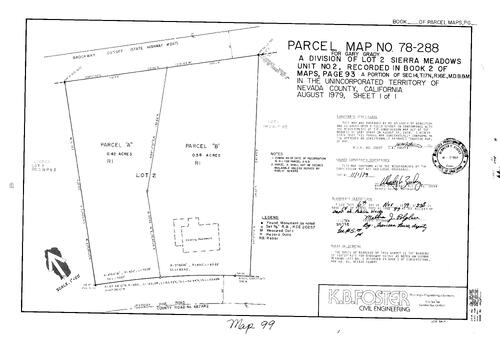 Click to see Parcel Map Book 14, pg. 99 (1979) of Nevada County Recorders Parcel Maps Book 14