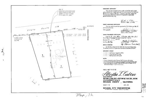 Click to see Parcel Map Book 14, pg. 102 (1979) of Nevada County Recorders Parcel Maps Book 14