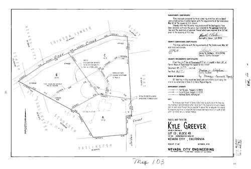 Click to see Parcel Map Book 14, pg. 103 (1979) of Nevada County Recorders Parcel Maps Book 14