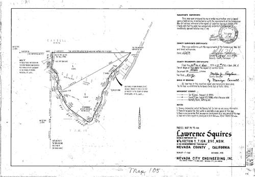 Click to see Parcel Map Book 14, pg. 105 (1979) of Nevada County Recorders Parcel Maps Book 14