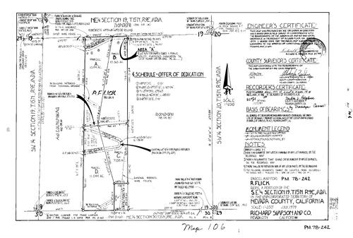 Click to see Parcel Map Book 14, pg. 106 (1979) of Nevada County Recorders Parcel Maps Book 14