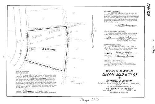 Click to see Parcel Map Book 14, pg. 110 (1979) of Nevada County Recorders Parcel Maps Book 14