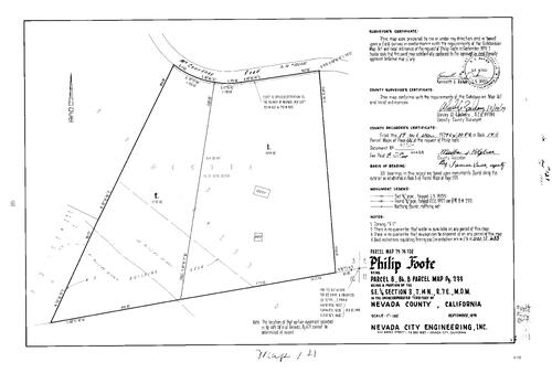 Click to see Parcel Map Book 14, pg. 121 (1979) of Nevada County Recorders Parcel Maps Book 14