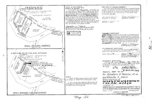 Click to see Parcel Map Book 14, pg. 126 (1980) of Nevada County Recorders Parcel Maps Book 14