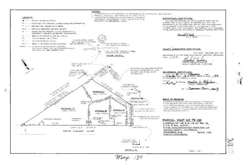 Click to see Parcel Map Book 14, pg. 134 (1980) of Nevada County Recorders Parcel Maps Book 14