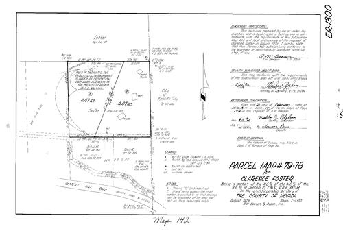 Click to see Parcel Map Book 14, pg. 142 (1980) of Nevada County Recorders Parcel Maps Book 14