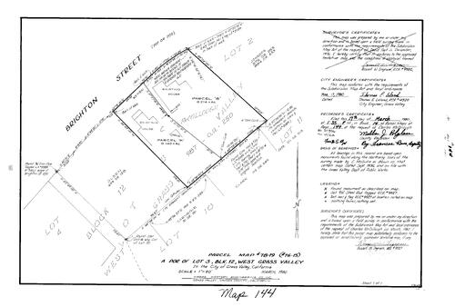 Click to see Parcel Map Book 14, pg. 144 (1980) of Nevada County Recorders Parcel Maps Book 14
