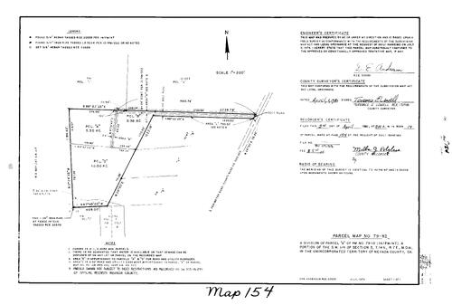 Click to see Parcel Map Book 14, pg. 154 (1980) of Nevada County Recorders Parcel Maps Book 14
