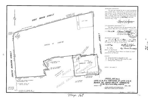 Click to see Parcel Map Book 14, pg. 167 (1980) of Nevada County Recorders Parcel Maps Book 14