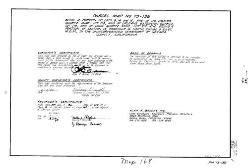 Click to see Parcel Map Book 14, pg. 168 (1980) of Nevada County Recorders Parcel Maps Book 14