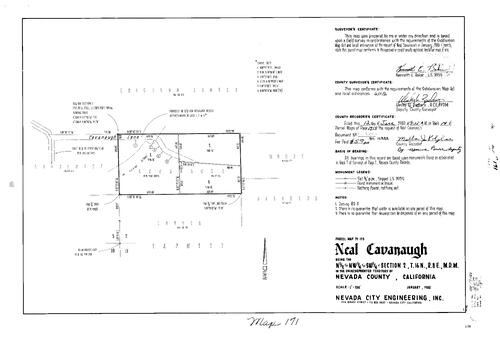 Click to see Parcel Map Book 14, pg. 171 (1980) of Nevada County Recorders Parcel Maps Book 14