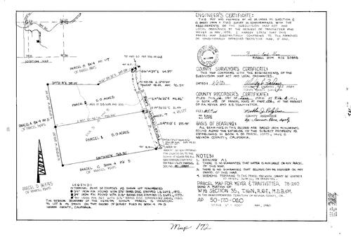 Click to see Parcel Map Book 14, pg. 172 (1980) of Nevada County Recorders Parcel Maps Book 14