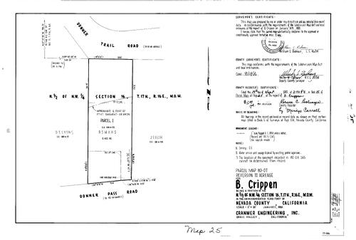Click to see Parcel Map Book 15, pg. 25 (1980) of Nevada County Recorders Parcel Maps Book 15