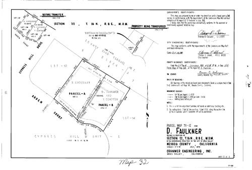 Click to see Parcel Map Book 15, pg. 32 (1980) of Nevada County Recorders Parcel Maps Book 15