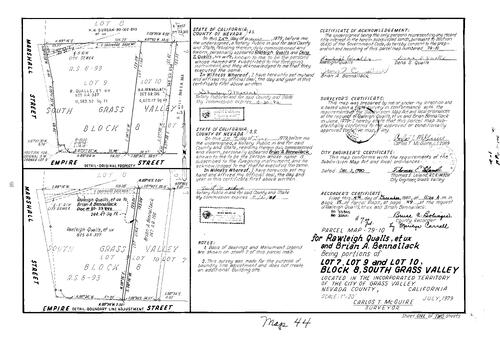 Click to see Parcel Map Book 15, pg. 44 (1980) of Nevada County Recorders Parcel Maps Book 15