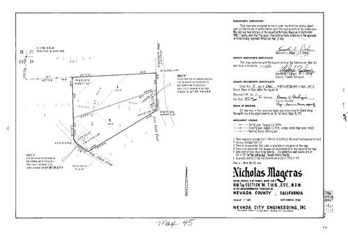 Click to see Parcel Map Book 15, pg. 45 (1980) of Nevada County Recorders Parcel Maps Book 15
