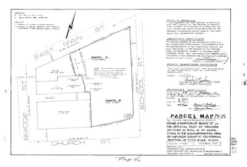Click to see Parcel Map Book 15, pg. 46 (1980) of Nevada County Recorders Parcel Maps Book 15