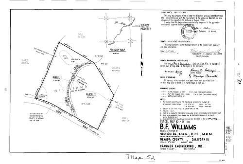 Click to see Parcel Map Book 15, pg. 52 (1980) of Nevada County Recorders Parcel Maps Book 15
