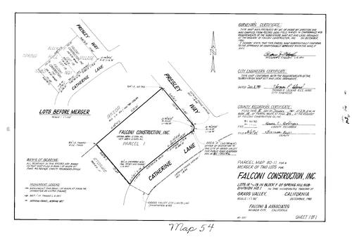 Click to see Parcel Map Book 15, pg. 54 (1981) of Nevada County Recorders Parcel Maps Book 15