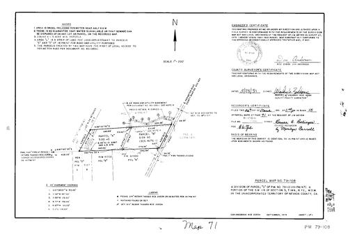 Click to see Parcel Map Book 15, pg. 71 (1981) of Nevada County Recorders Parcel Maps Book 15