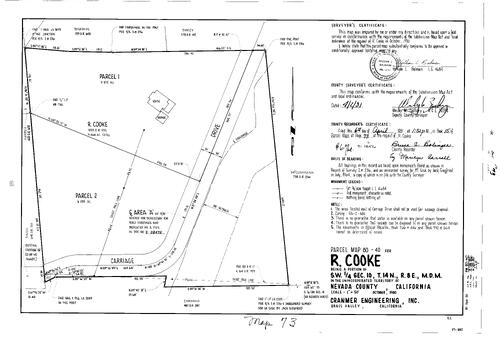 Click to see Parcel Map Book 15, pg. 73 (1981) of Nevada County Recorders Parcel Maps Book 15