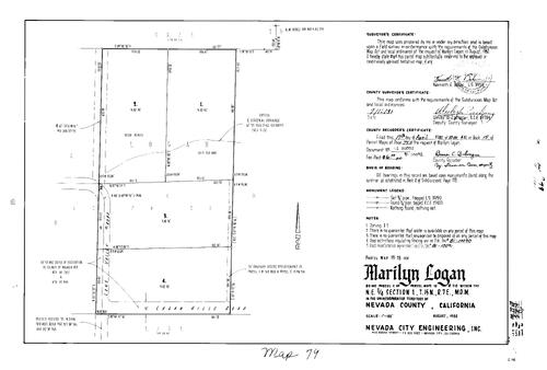 Click to see Parcel Map Book 15, pg. 79 (1981) of Nevada County Recorders Parcel Maps Book 15