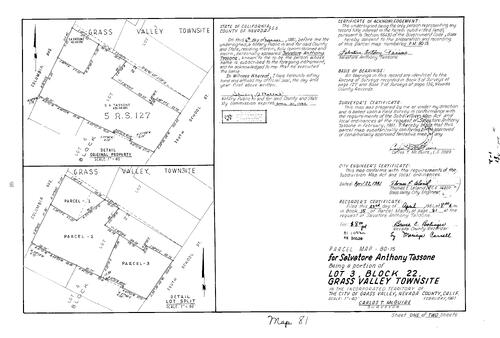Click to see Parcel Map Book 15, pg. 81 (1981) of Nevada County Recorders Parcel Maps Book 15