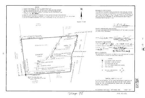 Click to see Parcel Map Book 15, pg. 98 (1981) of Nevada County Recorders Parcel Maps Book 15