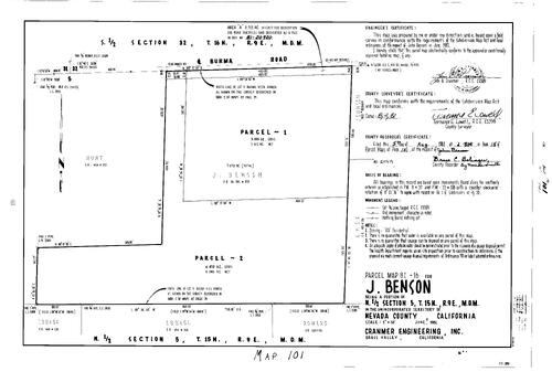 Click to see Parcel Map Book 15, pg. 101 (1981) of Nevada County Recorders Parcel Maps Book 15