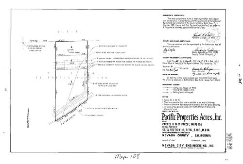 Click to see Parcel Map Book 15, pg. 108 (1981) of Nevada County Recorders Parcel Maps Book 15