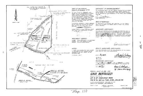 Click to see Parcel Map Book 15, pg. 110 (1981) of Nevada County Recorders Parcel Maps Book 15