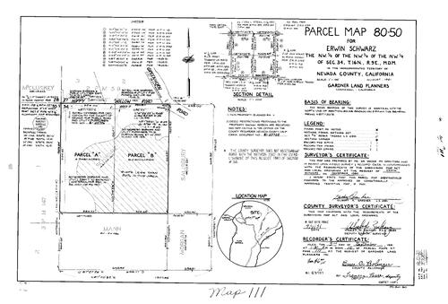 Click to see Parcel Map Book 15, pg. 111 (1981) of Nevada County Recorders Parcel Maps Book 15