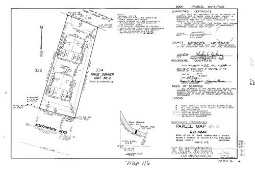 Click to see Parcel Map Book 15, pg. 116 (1981) of Nevada County Recorders Parcel Maps Book 15