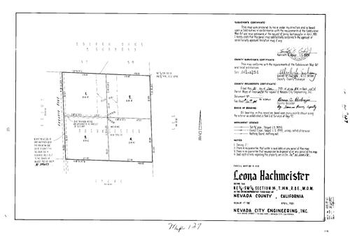 Click to see Parcel Map Book 15, pg. 127 (1981) of Nevada County Recorders Parcel Maps Book 15