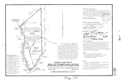 Click to see Parcel Map Book 15, pg. 139 (1982) of Nevada County Recorders Parcel Maps Book 15